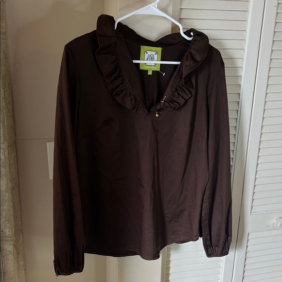 Elizabeth McKay Chocolate Ruffled Blouse - Picture 2 of 4